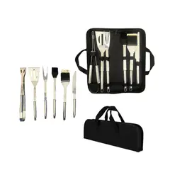 GENERICO - Set Parrillero 6 Piezas Acero Inoxidable Y Bolso Para Asado