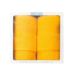 DECO EXPRESS - Box de 2 Toallas 550gr 70x140/45x90cm Amarillo