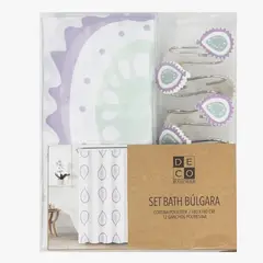 DECO EXPRESS - Cortina de baño 180x180 impermeable + 12 ganchos Bulgara