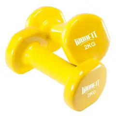 CITYSHOP - Par de Mancuernas Hexagonales Ironfit 2 kg c/u Recubiertas en Neopreno Color Amarillo