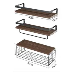 BITART - Repisas Flotantes De Madera Multipropósito 3 Niveles Color Marrón