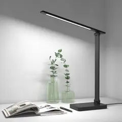 CASTLEN - Lámpara Escritorio Recargable y Atenuación de 5 Niveles-Negro LED