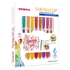 ZEBRA - Set 10 Bolígrafos Sarasaclip Tinta Gel 0.7 mm Retráctil