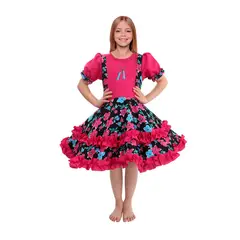 GENERICO - VESTIDO HUASA CHINITA FLOREADO FUCSIA/NEGRO 10-12