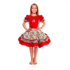 GENERICO - VESTIDO HUASA CHINITA FLOREADO ROJO 5-6