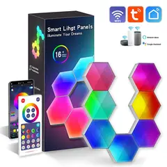 GENERICO - Lámpara de Pared Inteligente Wifi Hexagonal 6 Piezas