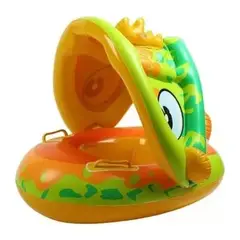 BABY - Flotador De Piscina Con Techo Para Bebe Y Niños Ajustable VERDE