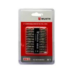 WURTH - Set de puntas dobles phillips 1/4 Ph2 10 piezas Red Line