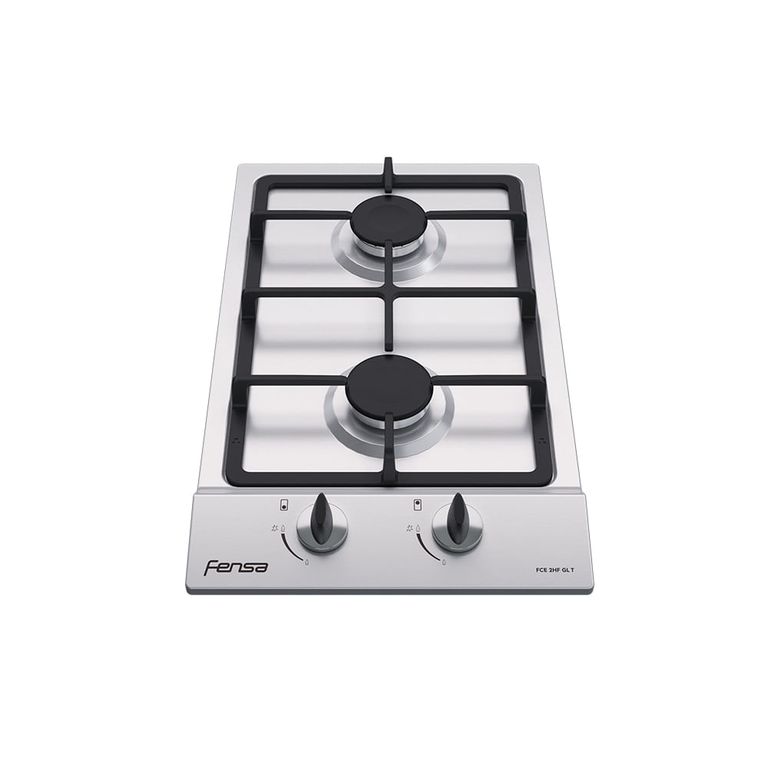 Encimera a Gas 2 Platos Encendido Eléctrico y Parrilla Hierro Fundido FCE 2HF GL T Inox