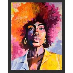 GENERICO - Cuadro Decorativo Mujer colores con Marco y vidrio 30x40 CM