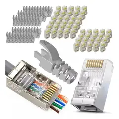 KUANGYE - Cat5e X50 Conector Ez Rj45 Funda Metal Blindado Terminal Red