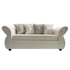 FLOBAL - Sillon Sofa Grecia de 3 Cuerpos Tela Repelente a Liquidos Crudo