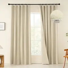 AZ AURAZEUS - Cortina 100% Blackout 2 Paños 230 x 140 Lino Termica Roller Az
