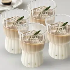 SANTU HOME & DECO - Set 4 Vasos Vidrio Estriado Mediano 250ml