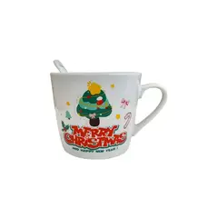 GENERICO - Taza de cerámica navideña con cuchara