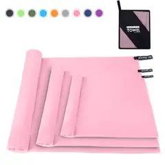 ZSPK - Toalla De Microfibra Set 3pcs Secado Rápido Deporte Baño Viaje Rosa