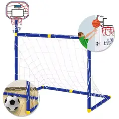 GENERICO - Juego De Fútbol Y Baloncesto Infantil 2x1 Portería Canasta