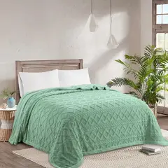 ANGELES DEL HOGAR - FRAZADA SHERPA CON CHIPORRO KING  VERDE CLARO