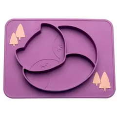GENERICO - Plato de silicona bandeja diseño zorro color púrpura