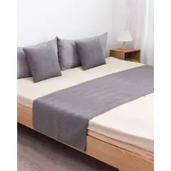 GENERICO - JUEGO DE PIECERA DE CAMA MAS 2 COJIN CON FUNDAS MODELO PLUSH GRIS