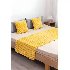 GENERICO - JUEGO DE PIECERA DE CAMA MAS 2 COJIN CON FUNDAS MODELO PERLA AMARILLO