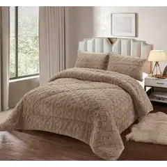 GENERICO - PLUMÓN CHIPORRO INVIERNO TRENZADO KING - SUPER KING BEIGE