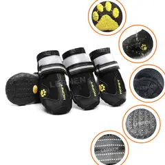 LERNEN - Zapatos Impermeables y Reflectantes Para Perros Color Negro