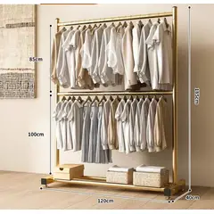 GENERICO - PERCHERO DOS PISO ORGANIZADOR DE ROPA TUBO GRUESO DORADO WYM