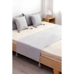 GENERICO - PIECERA DE CAMA DECORATIVA MODELO LINO GRIS