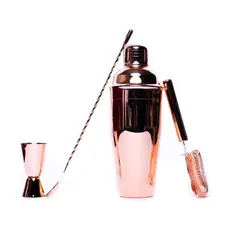 LUGANO - Set Bar 4pzs Cobre Manhattan Lux Acero Inoxidable
