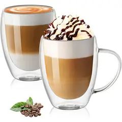 KUANGYE - 2 Taza Tazon Café Capuchino Doble Pared 450ml Premium