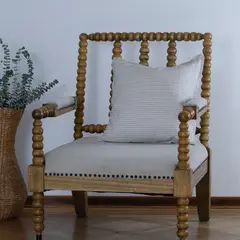 NATURALINO - Cojín Lino 55x55 San Pedro Líneas Beige -
