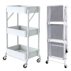 MUNDO MAGIA - Organizador Carro Plegable Multiuso De 3 Niveles Con Ruedas