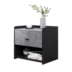 KLIK - Velador Marmol Gris Moderno Negro Cajon Estante Alto