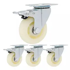 DICAS - Ruedas Giratorias C. Freno Para Muebles Carritos 3" Blancas 4 U.
