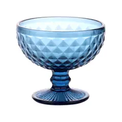 LUGANO - Set 4 Copas Helado 30cl Azul Diamante Vidrio