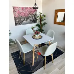 GENERICO - Comedor Groenlandia (Comedor Cuadrado melamina + 4 Sillas scoop)