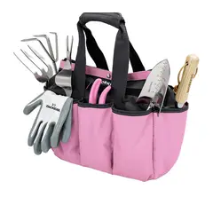 WORKPRO - JUEGO DE HERRAMIENTAS JARDIN 7 PIEZAS BOLSO ROSADO