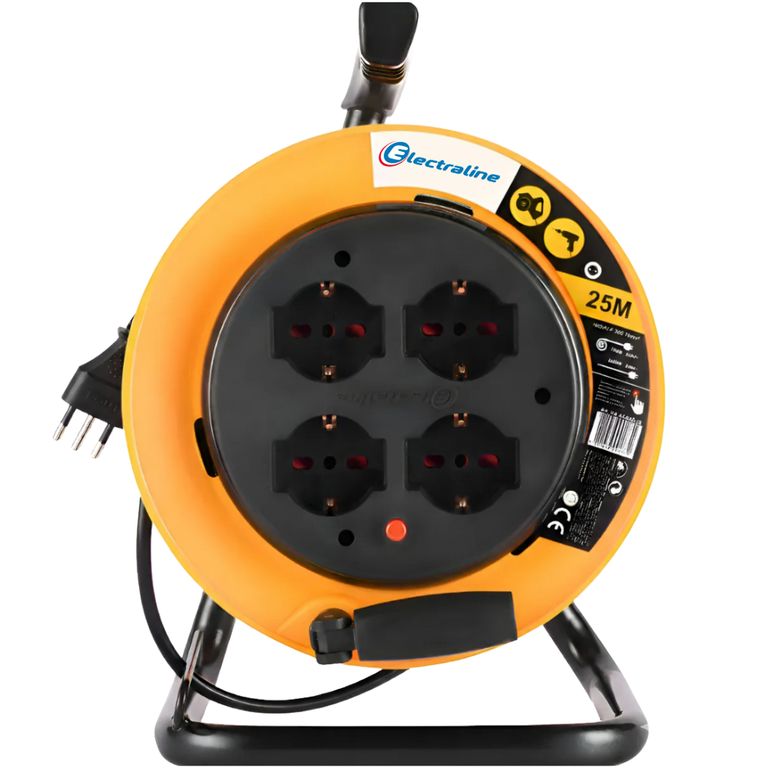 Alargador Carrete Eléctrico 4 Tomas 25m Schuko