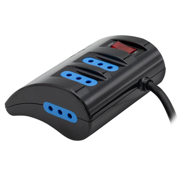 ALARGADOR ZAPATILLA DE 3 TOMAS 6814 CON USB COLOR NEGRO LARGO DEL CABLE DE 1.5M 10A