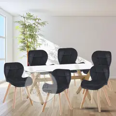 GENERICO - JUEGO COMEDOR MESA 140X90 + 4 SILLAS FELPA FIORI NEGRO