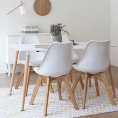 GENERICO - JUEGO DE COMEDOR 120X80 MESA BLANCA + 6 SILLAS TULIP BLANCO