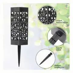 GENERICO - Pack de 6 Focos Led Solar Estaca Jardín Tallado Luz Cálida