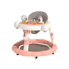 BABYLUNA - Andador Plegable Ajustable con Juguete Pisador y Música Rosa