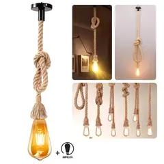 GENERICO - Lampara Colgante Nordic string rustica + Luz Led 4w