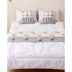 GENERICO - JUEGO DE PIECERA DE CAMA MAS 2 COJIN CON FUNDAS MODELO BOHO
