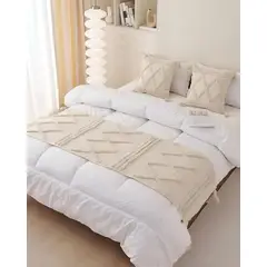 GENERICO - JUEGO DE PIECERA DE CAMA MAS 2 COJIN CON FUNDAS MODELO BOHO