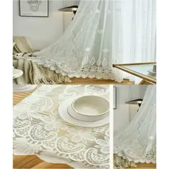 GENERICO - VISILLO BORDADO 2 PAÑOS 140X240 CM CON ARGOLLAS DISEÑO FLOR MCHENG