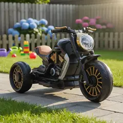 BEBESIT - Moto 3 Ruedas a Batería Eléctrica SX Negra