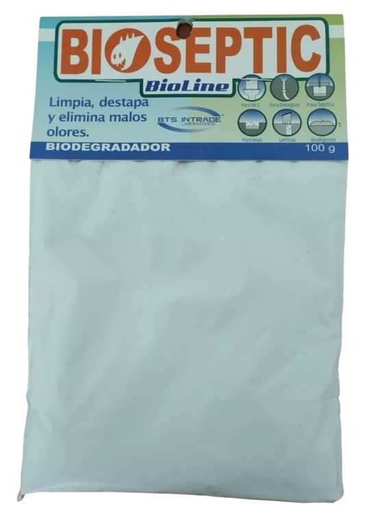 Bioenzimas Cañerias Desagües y Pozos Sépticos Bioseptic 100gr